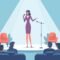 Cartoon of a female public speaking expert